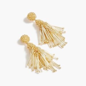 NWT Women's J Crew Factory beaded tassel earrings in gold